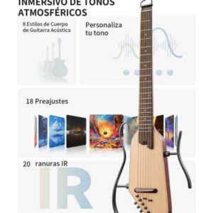 Guitarra Eléctrica De Viaje Donner HUSH I PRO NATURAL - Imagen 3