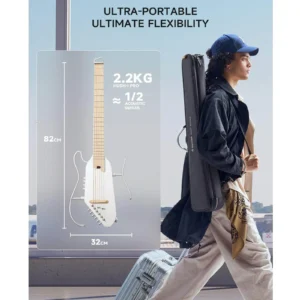 Guitarra Eléctrica De Viaje Donner HUSH I PRO WHITE - Imagen 4