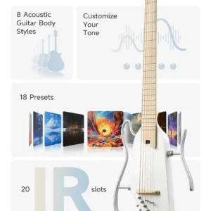 Guitarra Eléctrica De Viaje Donner HUSH I PRO WHITE - Imagen 9
