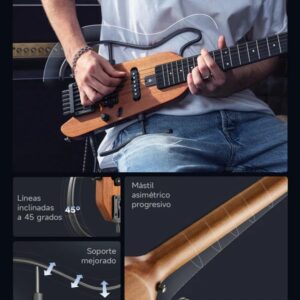 Guitarra Eléctrica De Viaje Donner HUSH X NATURAL - Imagen 5