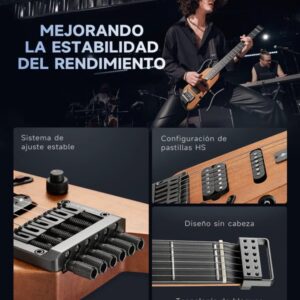 Guitarra Eléctrica De Viaje Donner HUSH X NATURAL - Imagen 6