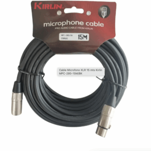 Cable para Micrófono Kirlin MPC280‑15MBK, 15 m · XLR Macho a XLR Hembra · Blindaje 95% 🎚️ - Imagen 1