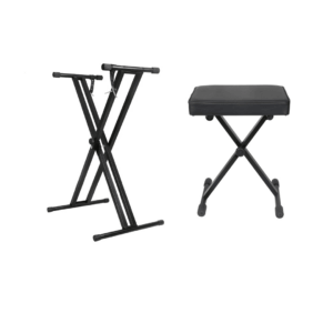 Pack Atril Barra Doble Reforzada y Banqueta Acolchada para Teclado Hebikuo Q2XC2Q90B, seguridad y comodidad - Imagen 1