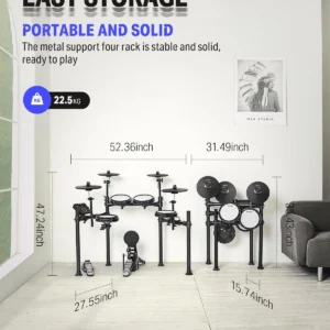 Batería Electrónica Donner DED200X – Pads de Malla, Módulo Avanzado y Diseño Compacto Profesional - Imagen 4